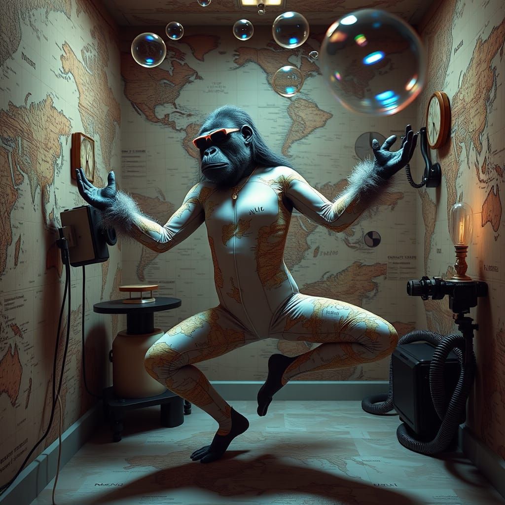 Gorilla-Flamingo Hybrid in Yoga Poses with Barbie Accessorie...