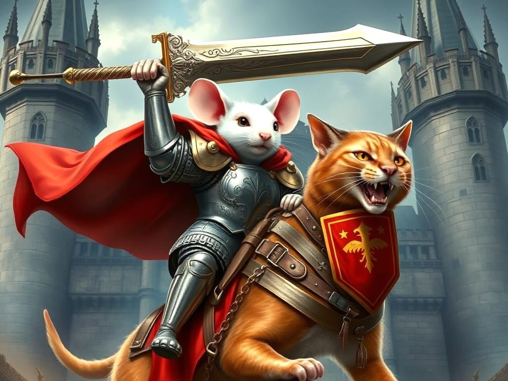 Medieval Mouse Knight Rides to Battle in Regal Style