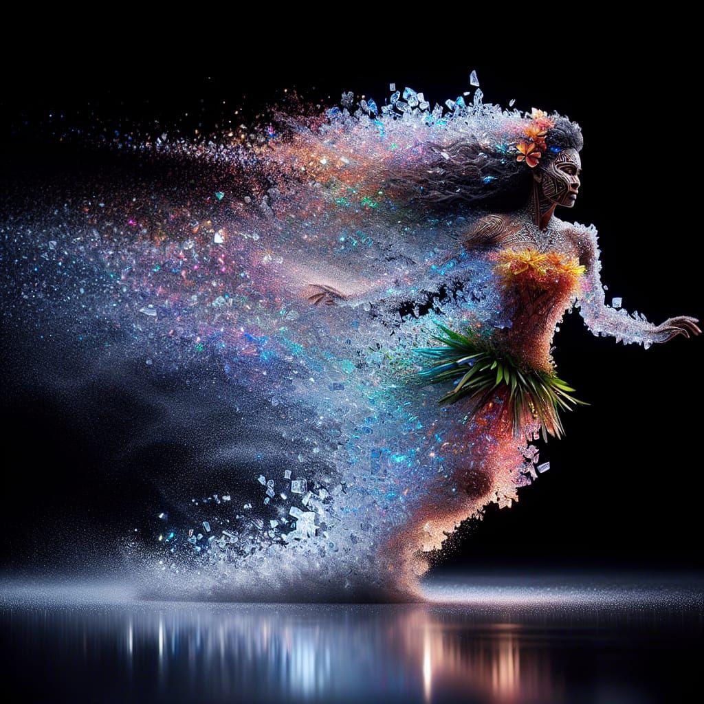 Radiant Polynesian Woman of Ice Crystals and Smoke