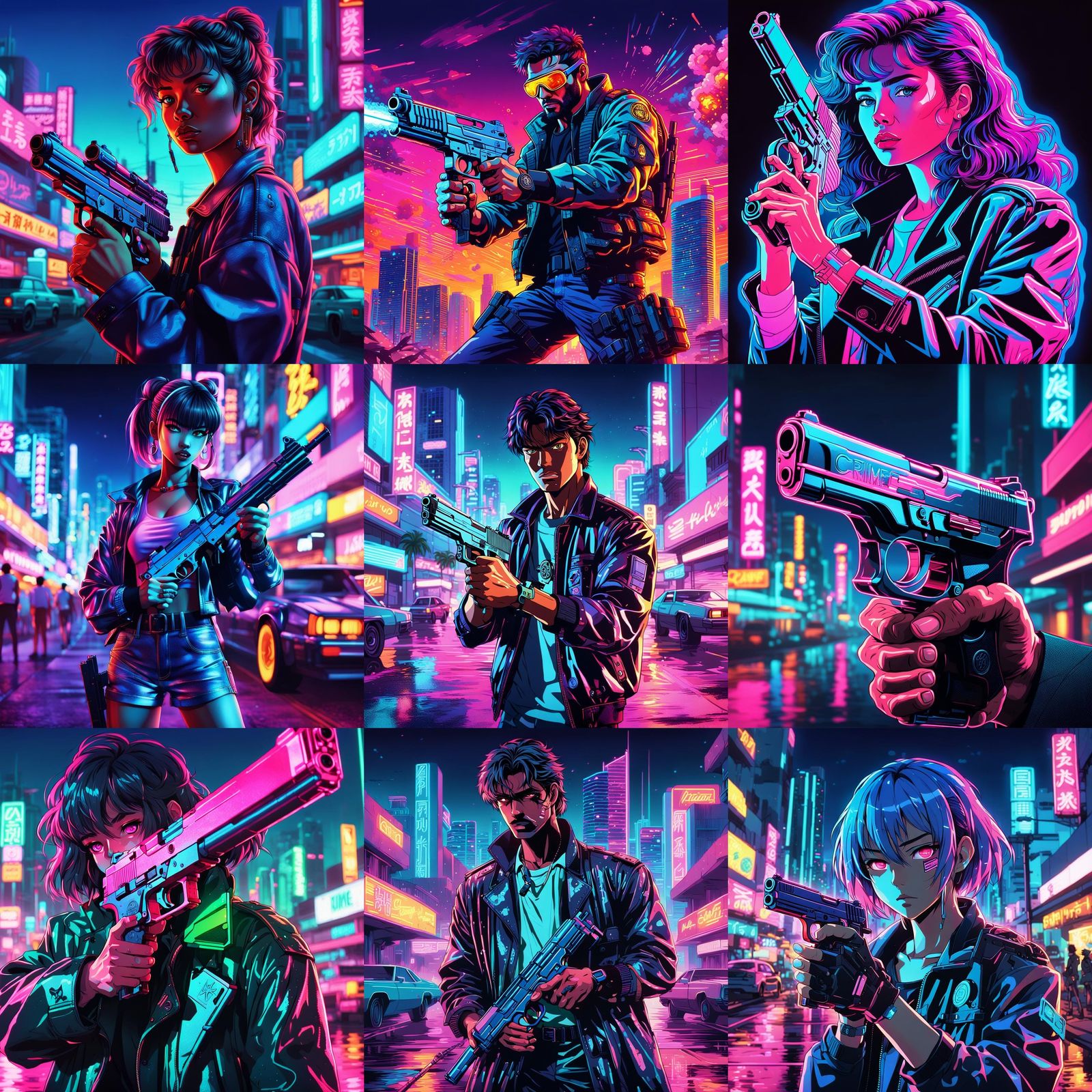 Vice City Inspired Neon Game Scene in Anime Style