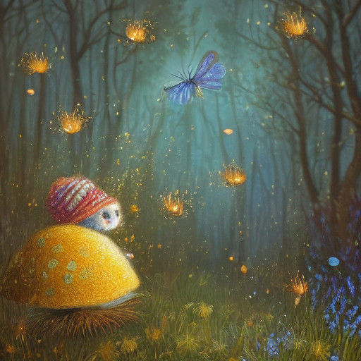 Whimsical Fantasy Creature in Enchanted Forest