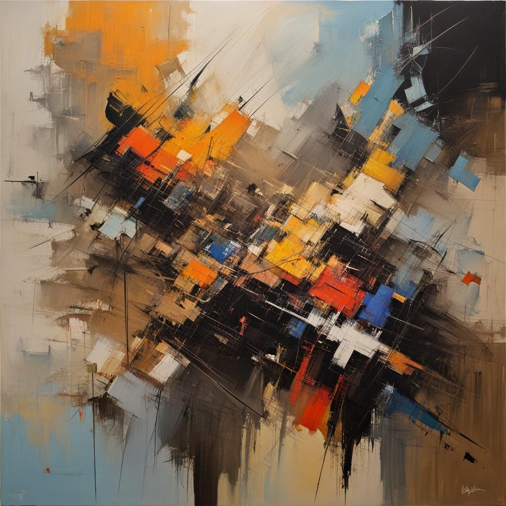 Abstract Action Painting in Vibrant Colors