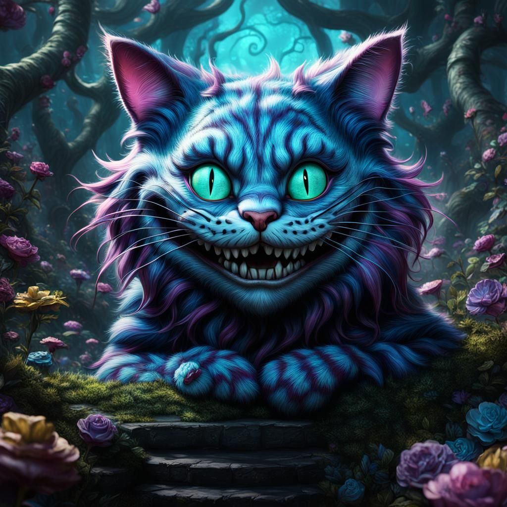 Cheshire Cat in Wonderland: Detailed Fantasy Art
