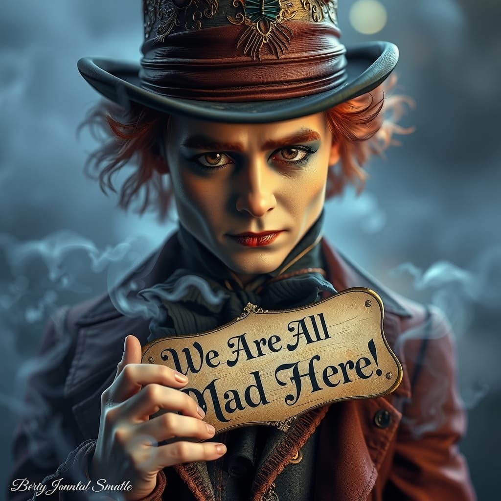 Mad Hatter's Enchanting Message in a Fantasy Setting