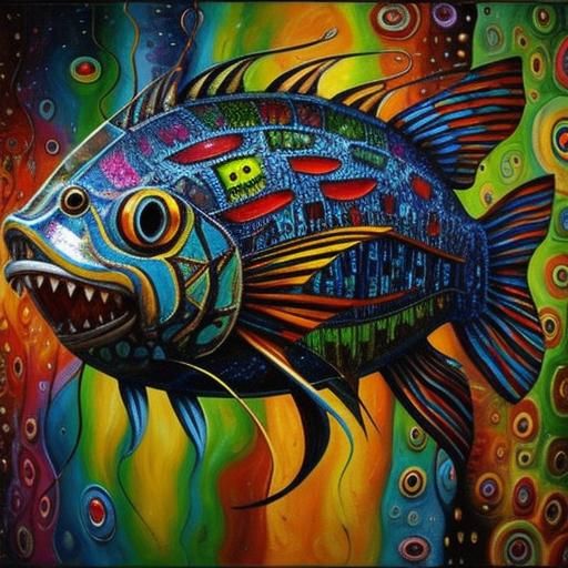 Angler Fish Oil Painting in Pop Surrealism Style