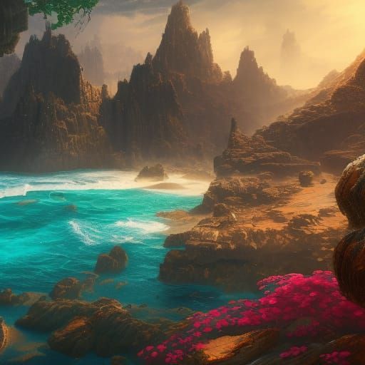 Detailed Matte Painting of a Bikini in Deep Color