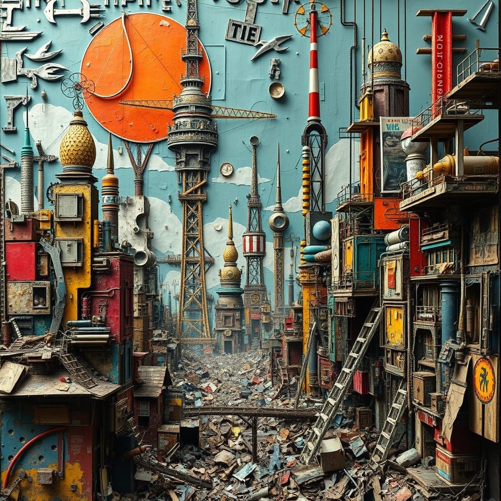 Dystopian Metropolis of Scrap and Steel