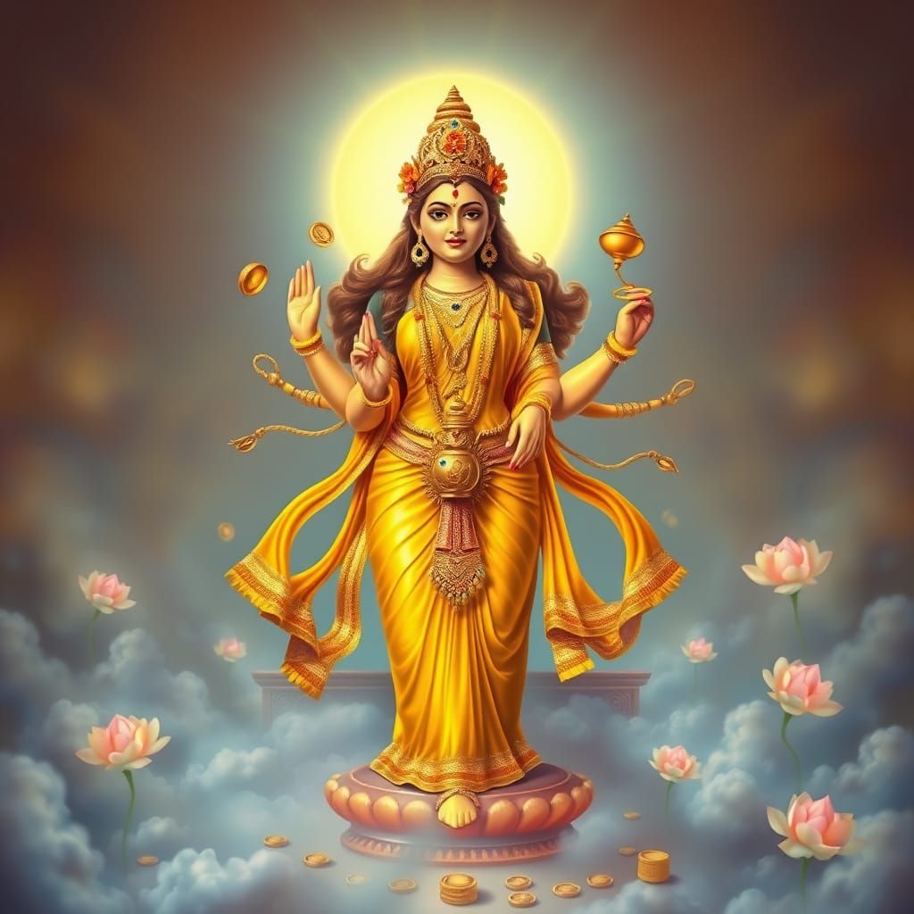 Goddess of Wealth and Prosperity in Indian Classical Art Sty...