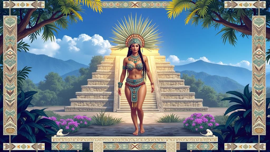 Aztec Goddess Portrait in Golden Sunlight