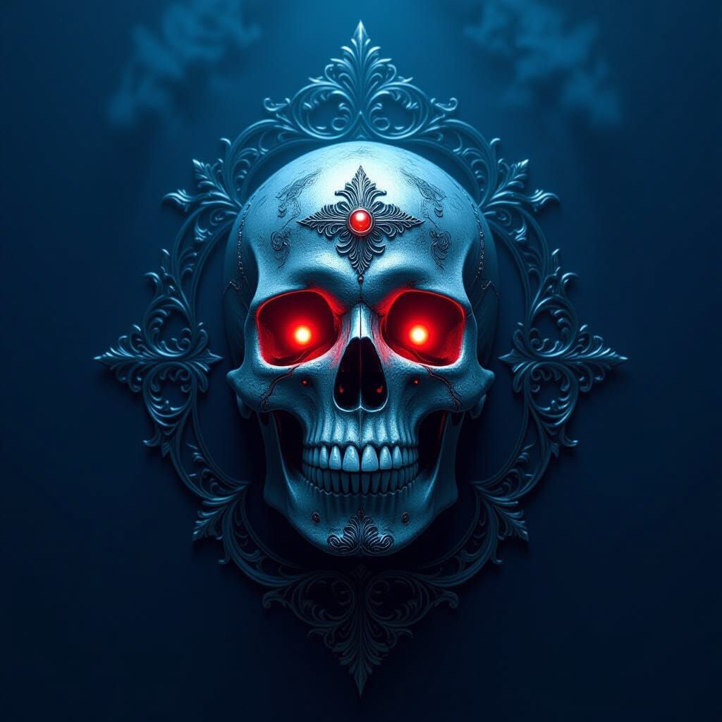 Gothic Skull with Crimson Accents
