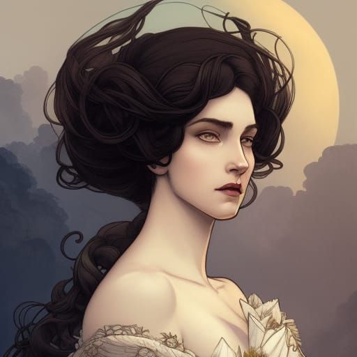 Detailed Woman Portrait in Ink and Watercolor Style