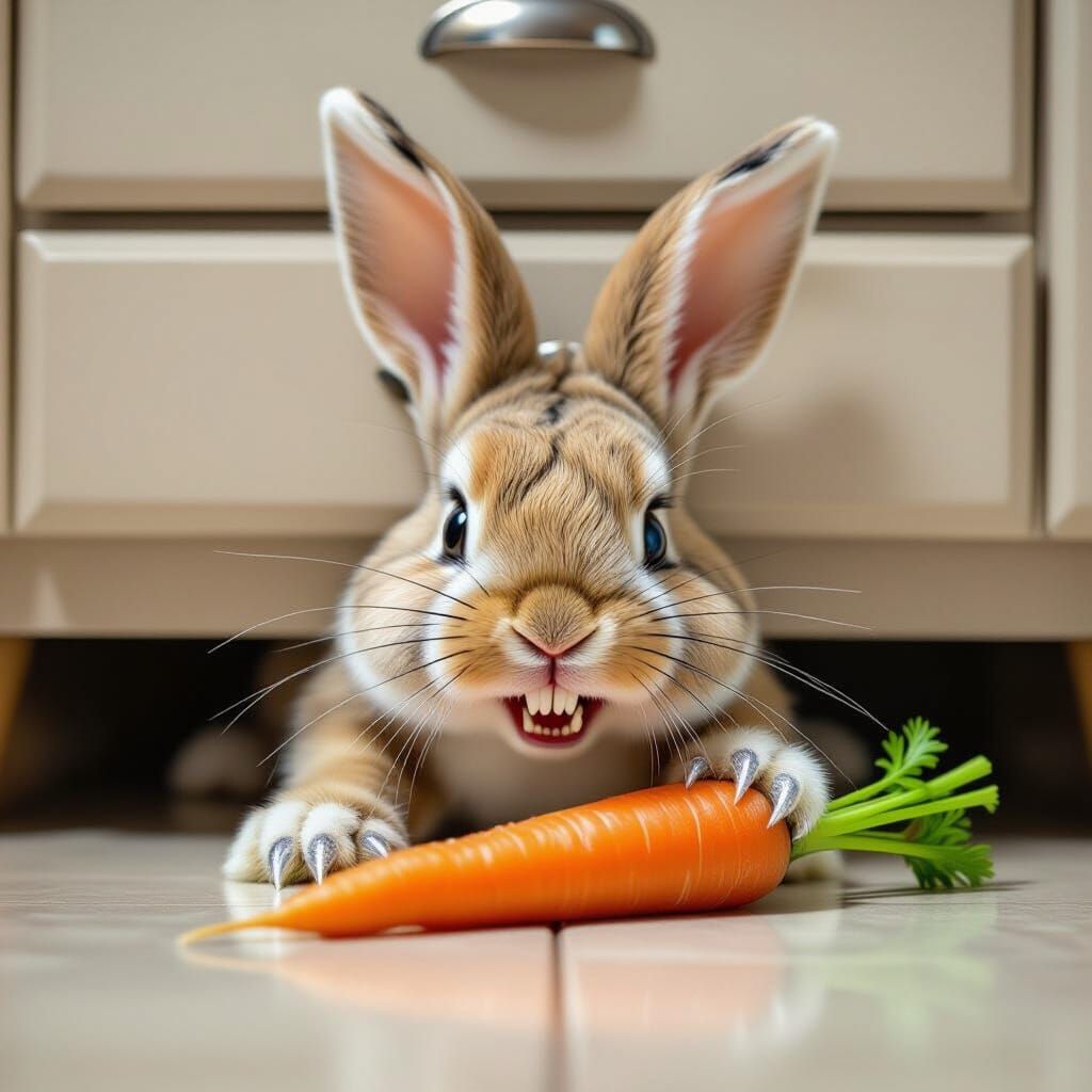 Creepy Sewn Bunny with Radioactive Carrot