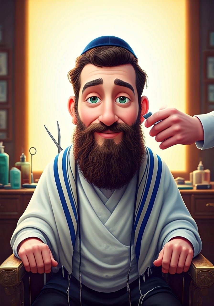 Barber in Vintage Barbershop with Traditional Jewish Style