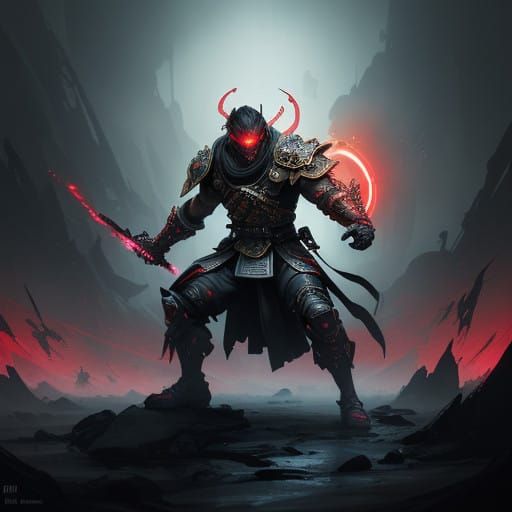 Epic Cyber Samurai in Neon-Lit Action