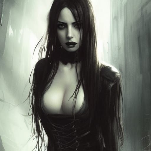 Dark Vampire Nurse in Gothic Horror Dungeon