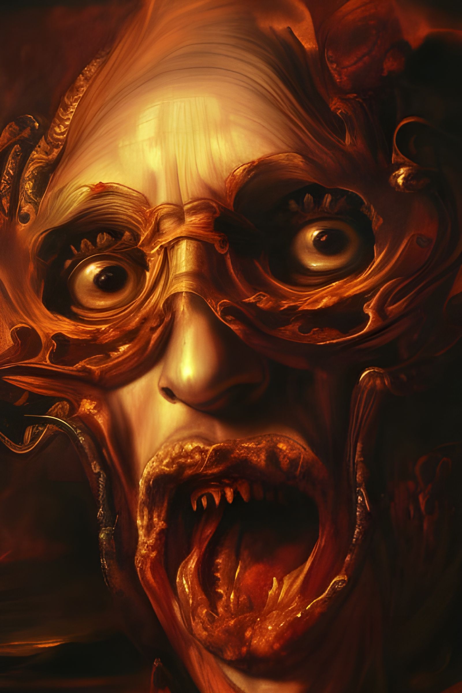 Man's Visions of Hell in Steampunk Horror Style