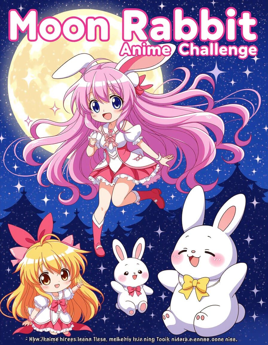 Kawaii Moon Rabbit Anime Collage