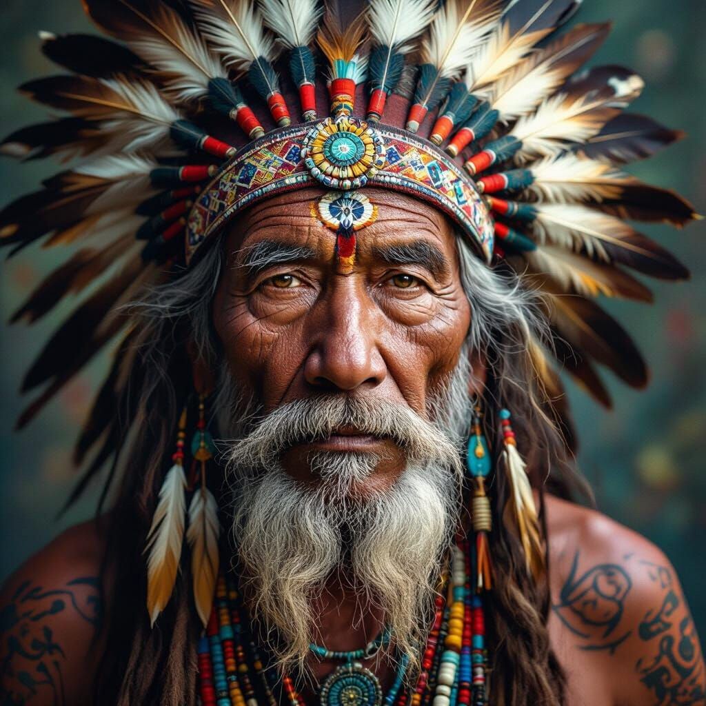 Wise Shaman Portrait in Cinematic Style