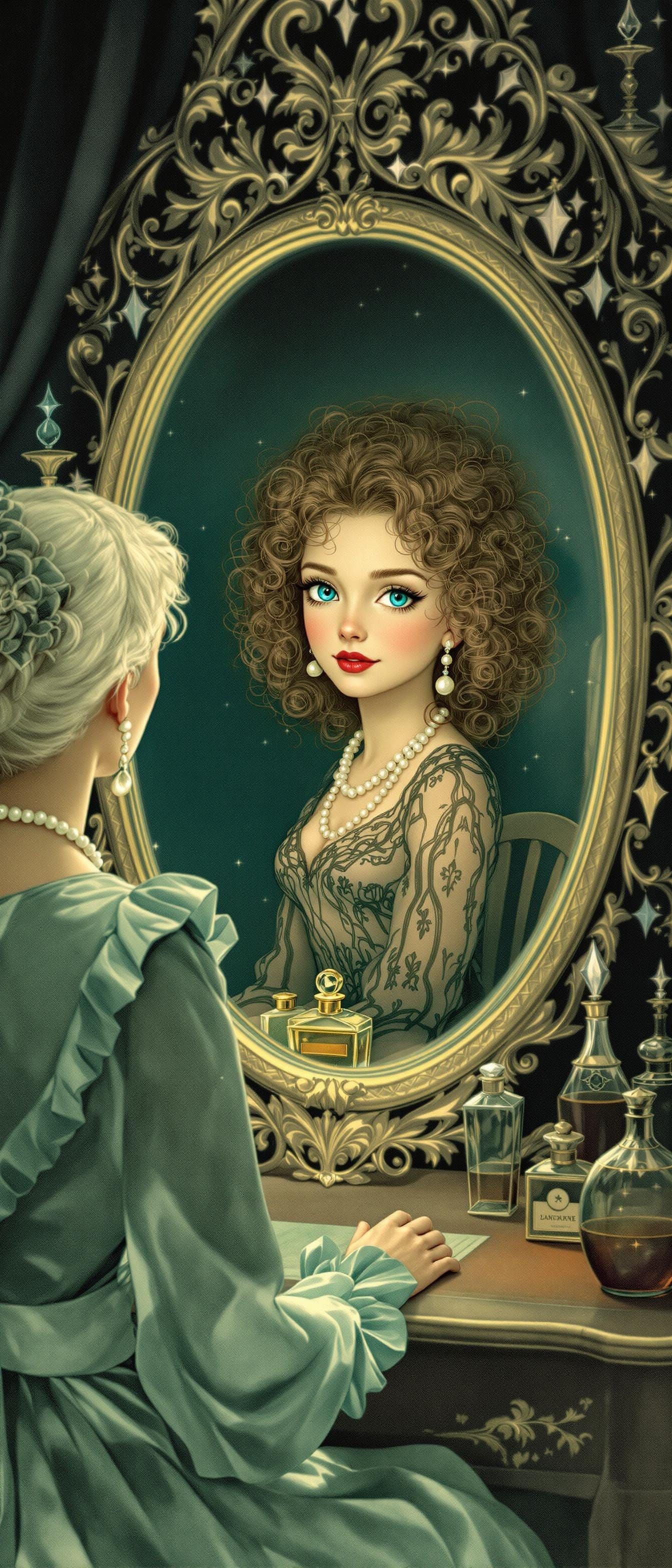 Elegant Woman and Her Youth, in Golden Age Style