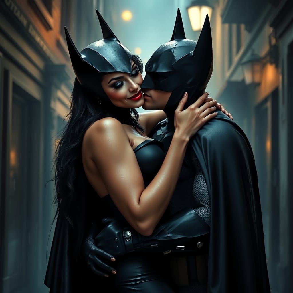 Sultry Penguin Villain Seduces Dark Knight in Gotham City