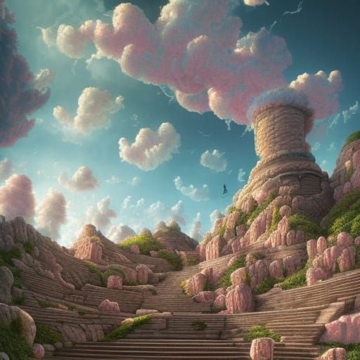 Hyperdetailed Rose Quartz Steps to Heaven