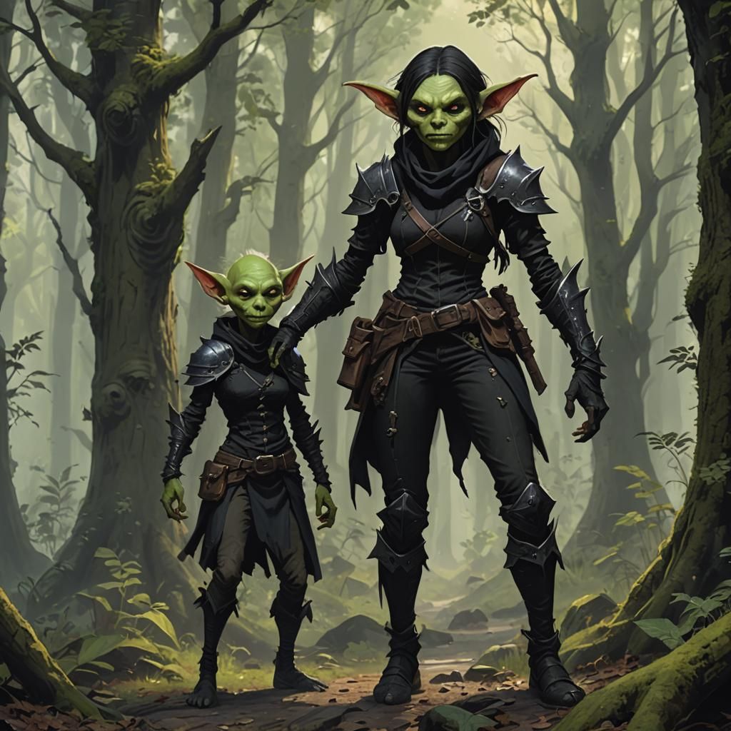 Female Goblin Rogue in Forest Digital Art