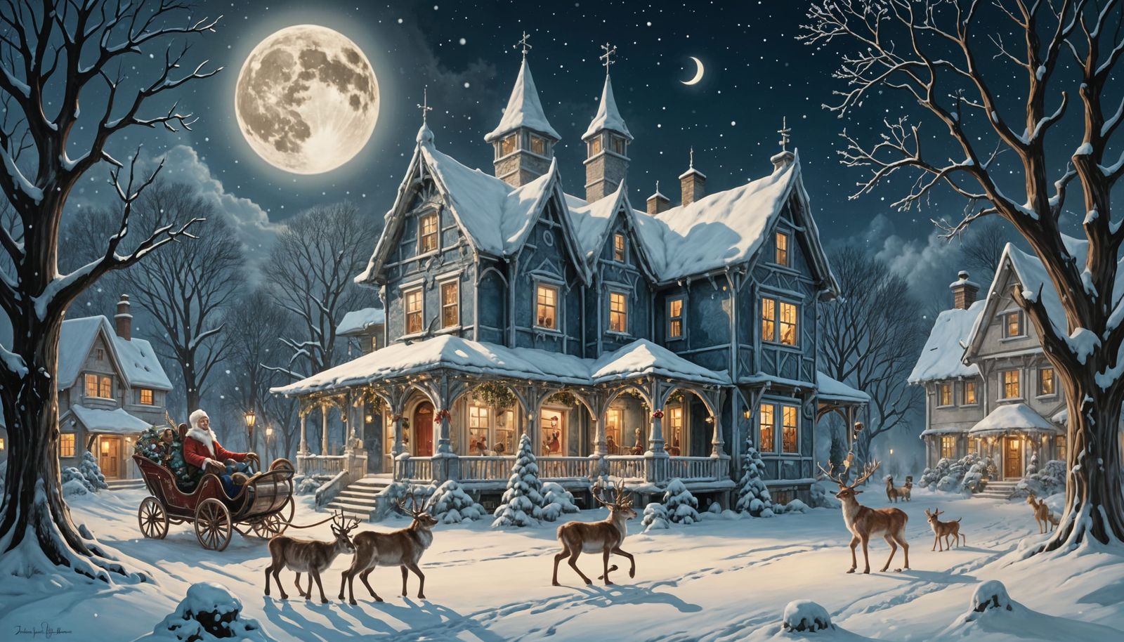 A Winter's Night Celebration in a Traditional Christmas Styl...