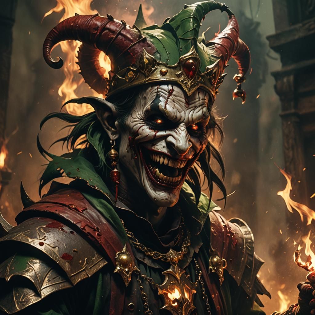 Evil Jester in Hellish Dark Fantasy Art