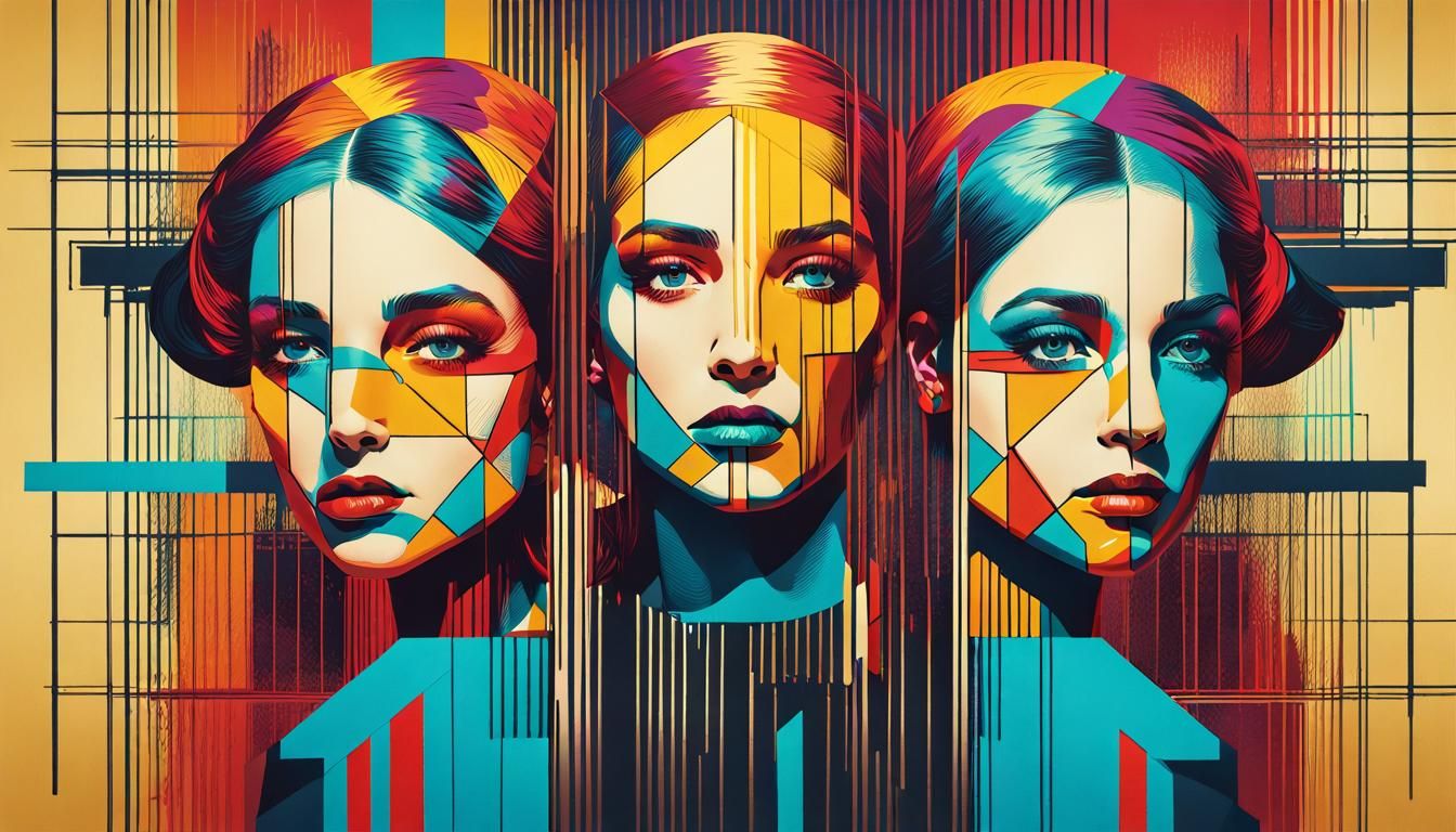 Pop Art Scungilli Girls in Screen Print Style