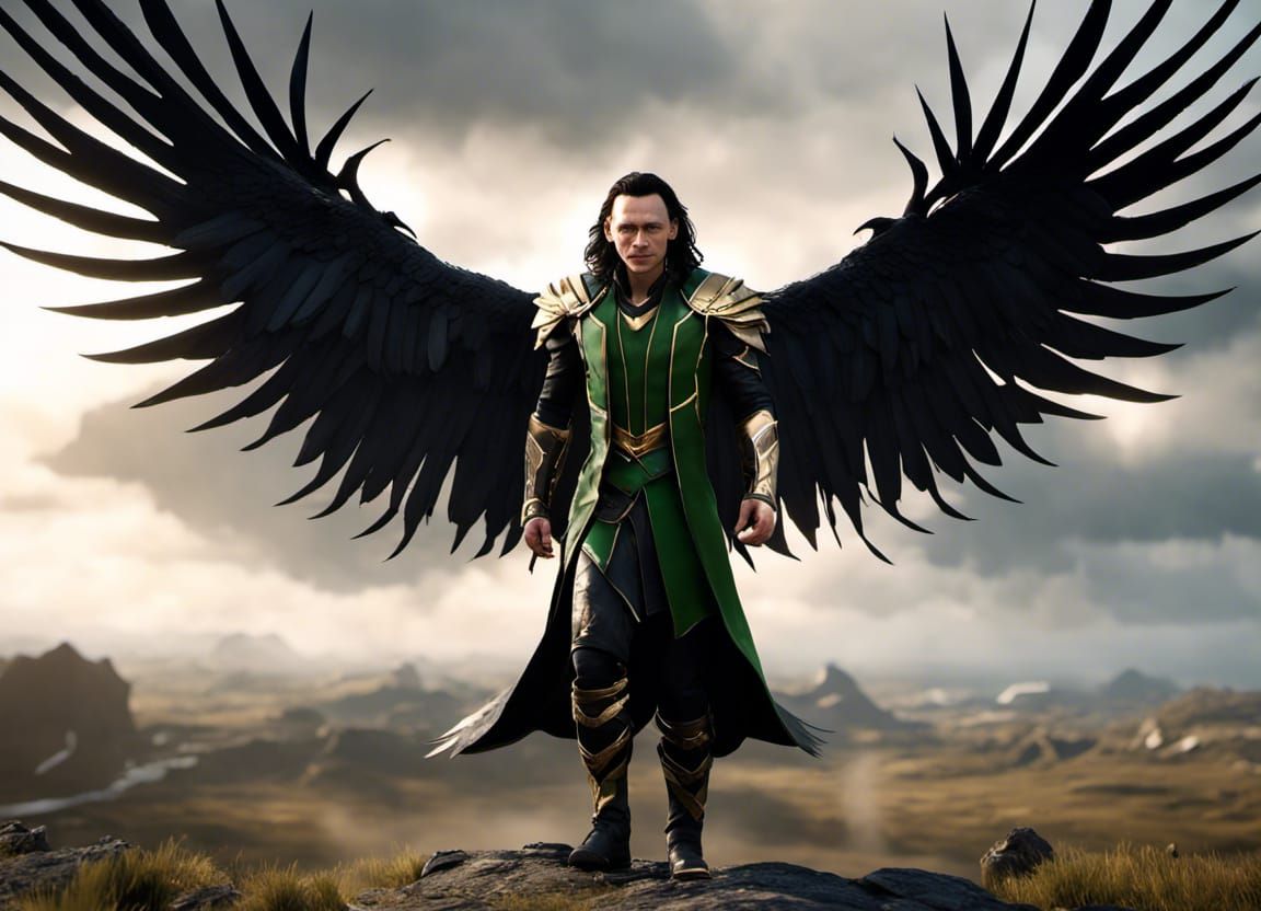 Loki with Raven Wings in Cinematic 3D Rendering