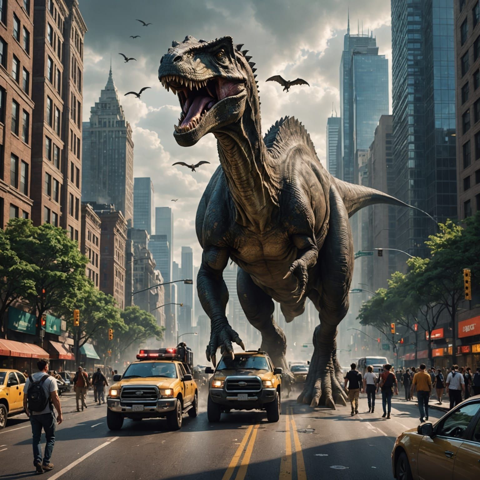 Modern Dinosaurs in the City: Cinematic Concept Art