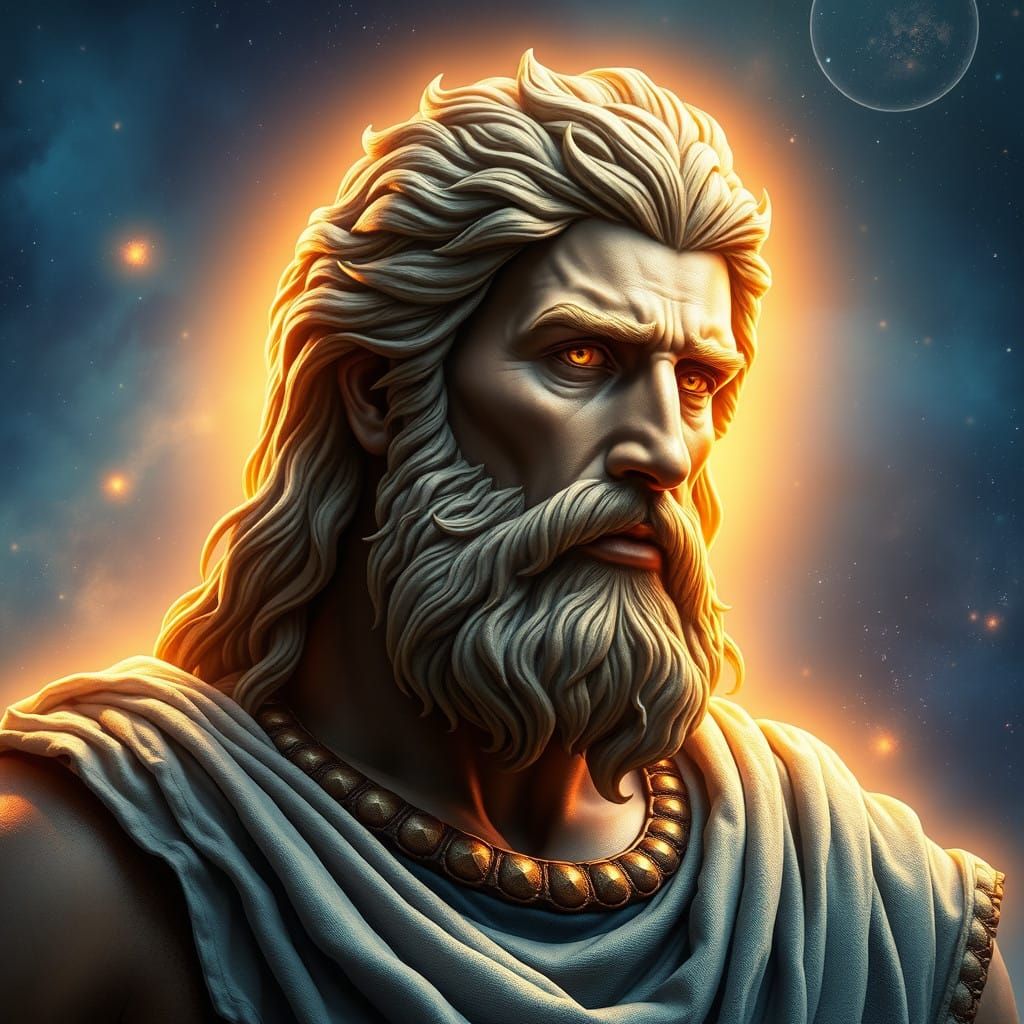 Majestic Uranus God in Hyperrealistic Detail