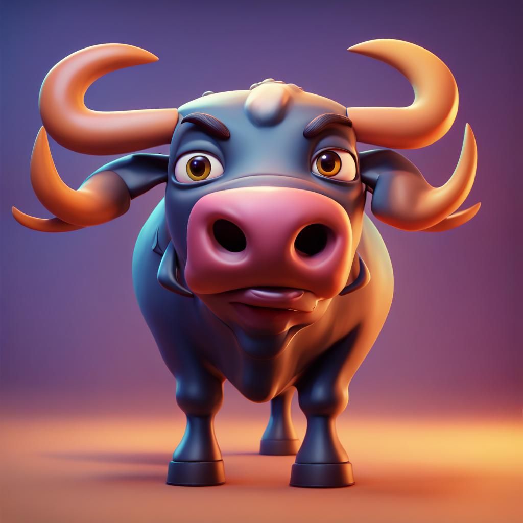 Pixar-Style 3D Bull Concept Art