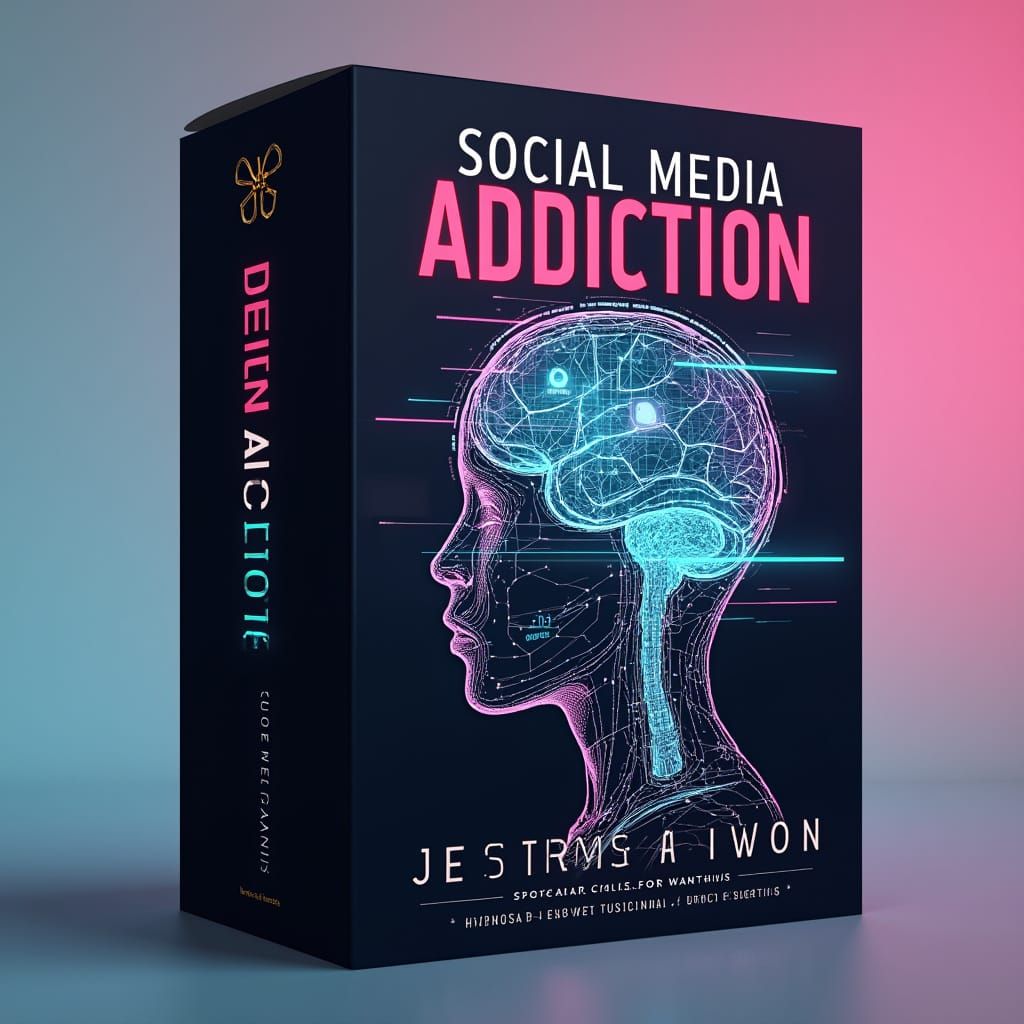 Futuristic Audiobook Cover for Social Media Addiction