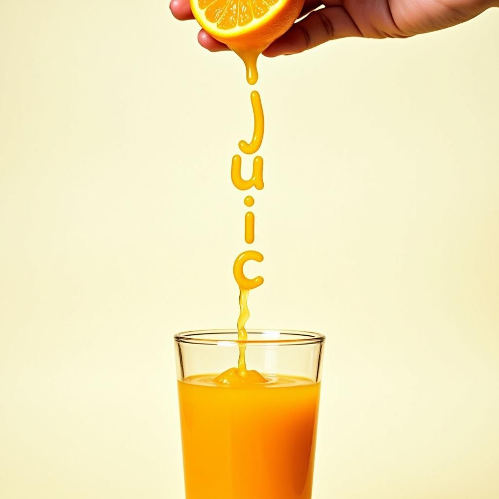 Fresh Orange Juice Forming the Word "Juice"