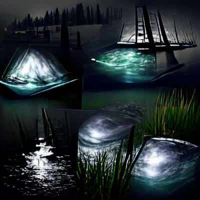 Eerie Swamplands at Night: Photorealistic Ominous Light