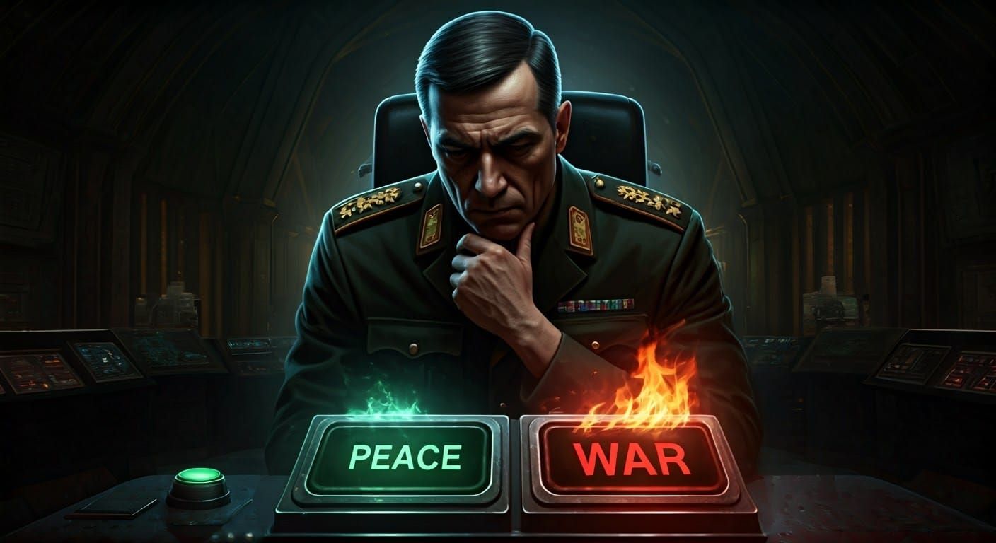 General Contemplates Fateful Decision in War Room