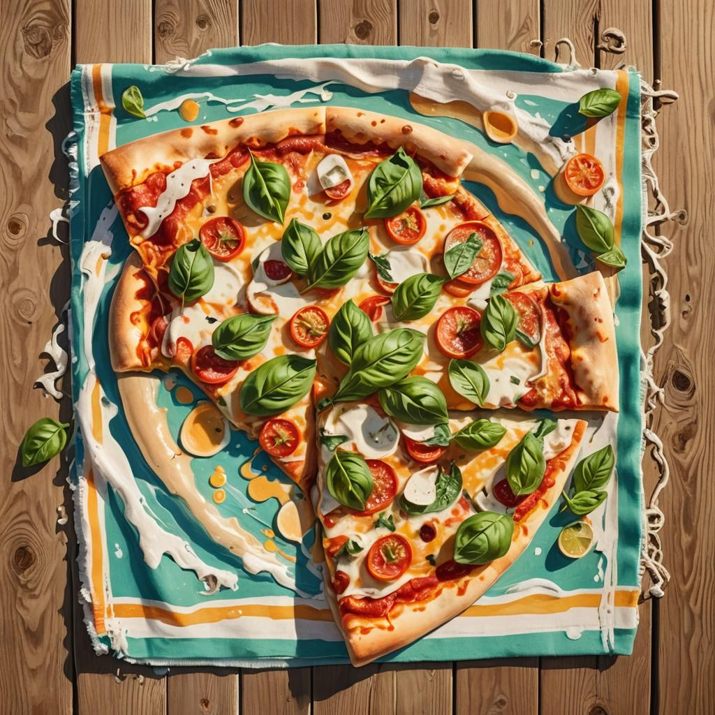 Appetizing Pizza Still Life on a Sunny Beach