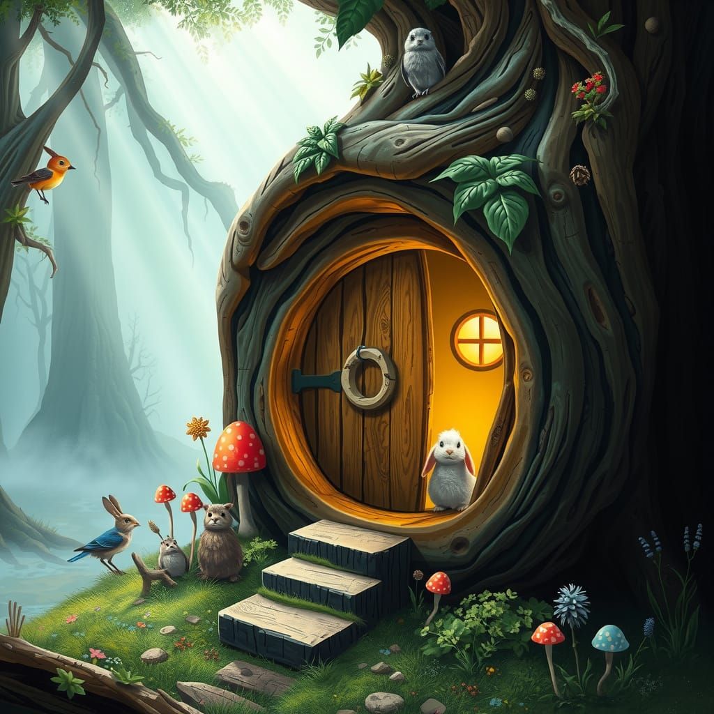 Enchanting Hobbit House in a Tree Stump