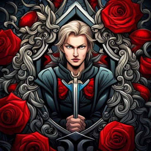 Ornate Family Crest in High Gothic Dark Fantasy Style