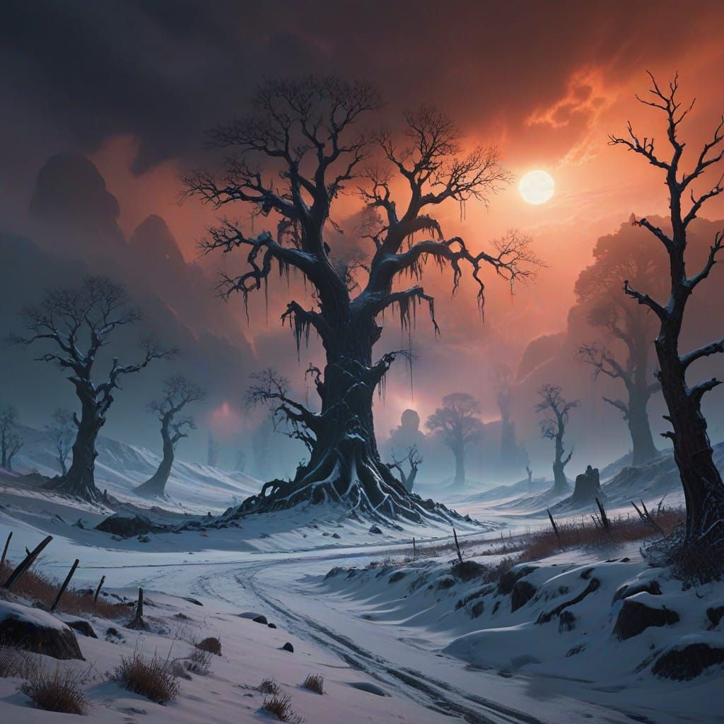 Ethereal Winter Landscape Unravels Reality