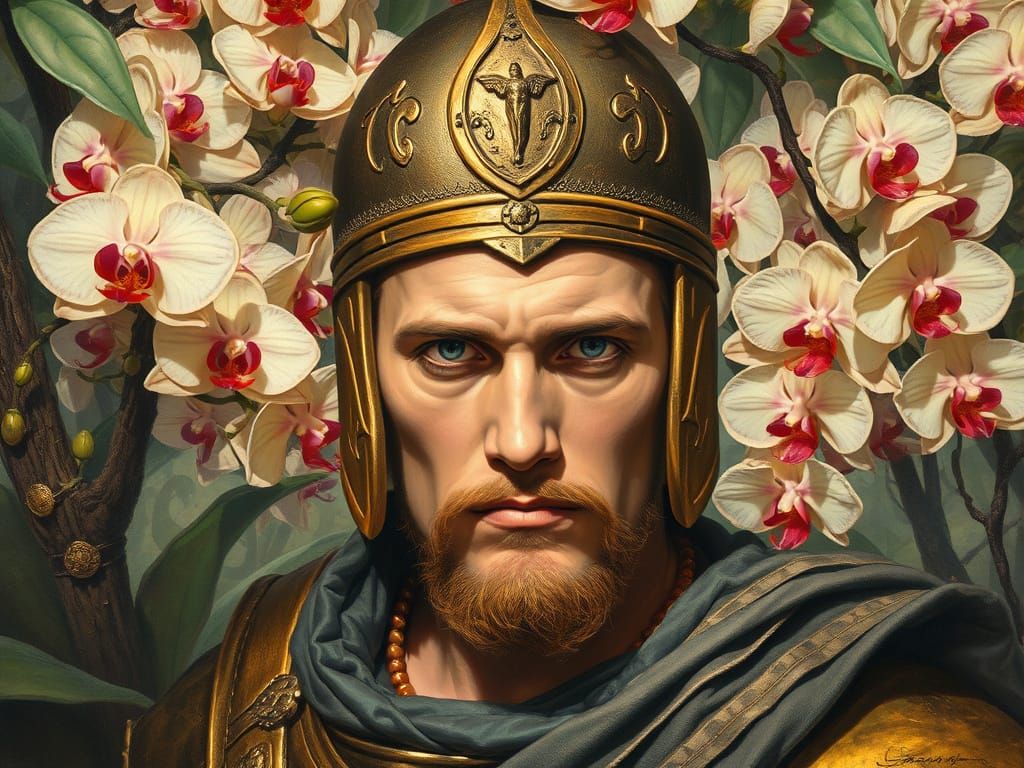 Gilded Gladiator in Enchanted Orchid Grove