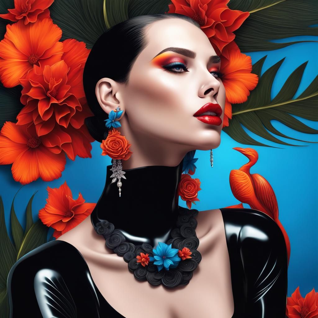 woman wearing black latex