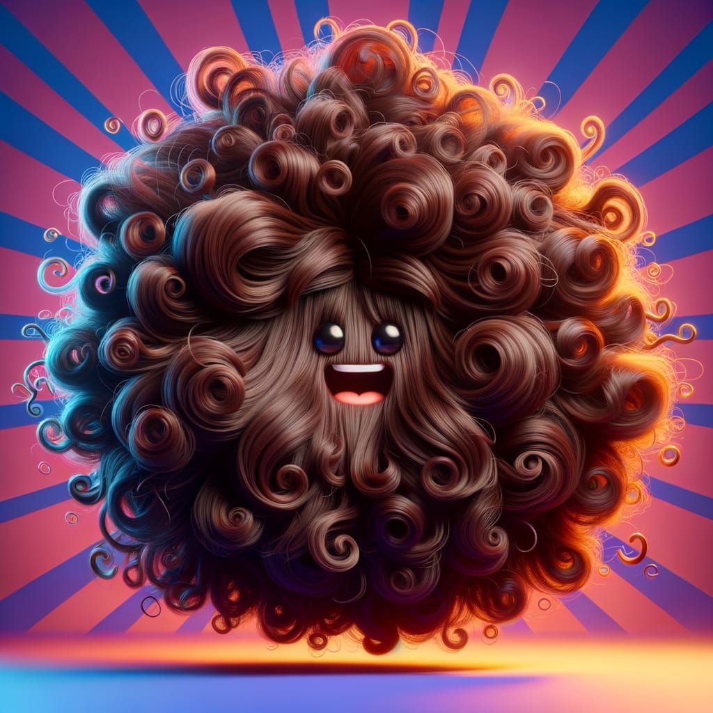 Whimsical Hair Character in 3D Digital Art
