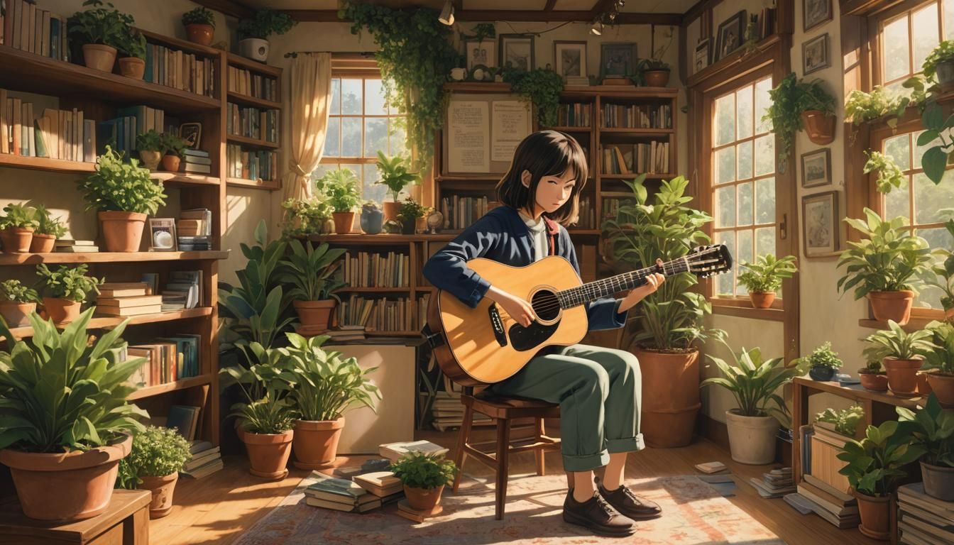 Sunlit Music Room Inspired by Studio Ghibli