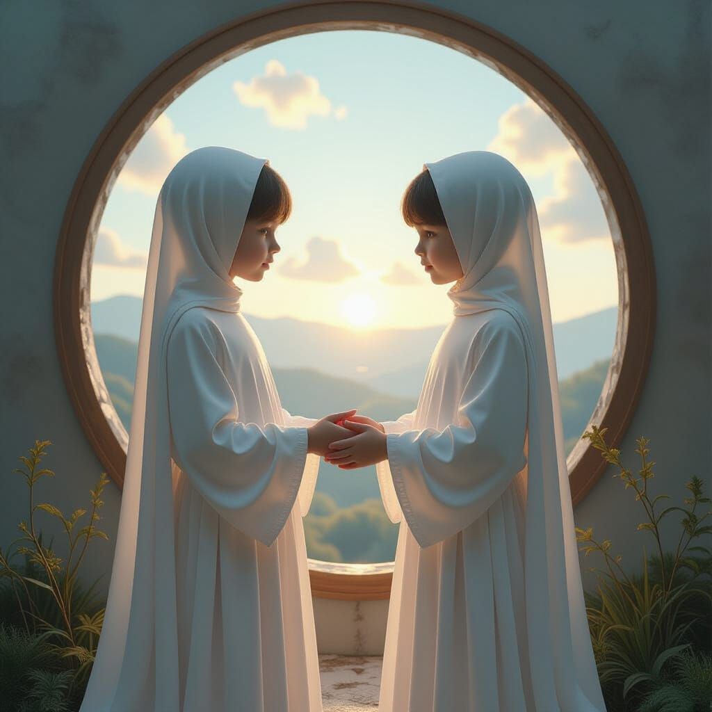 Transparent Children Holding Panoramic Landscapes