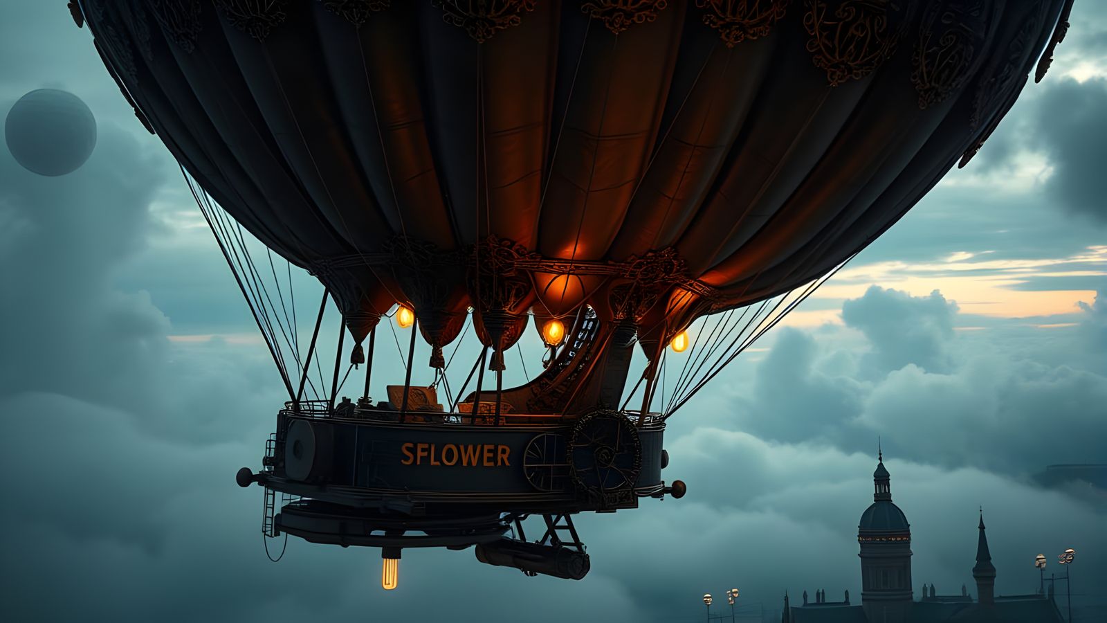 Steampunk Passenger Balloon in Hyperrealistic Detail