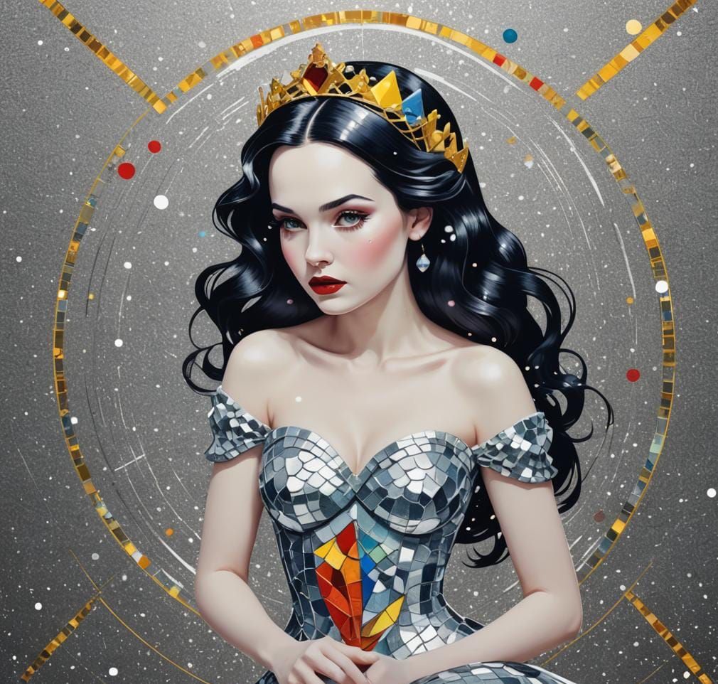 Snow White Space Mermaid in Pop Art Style