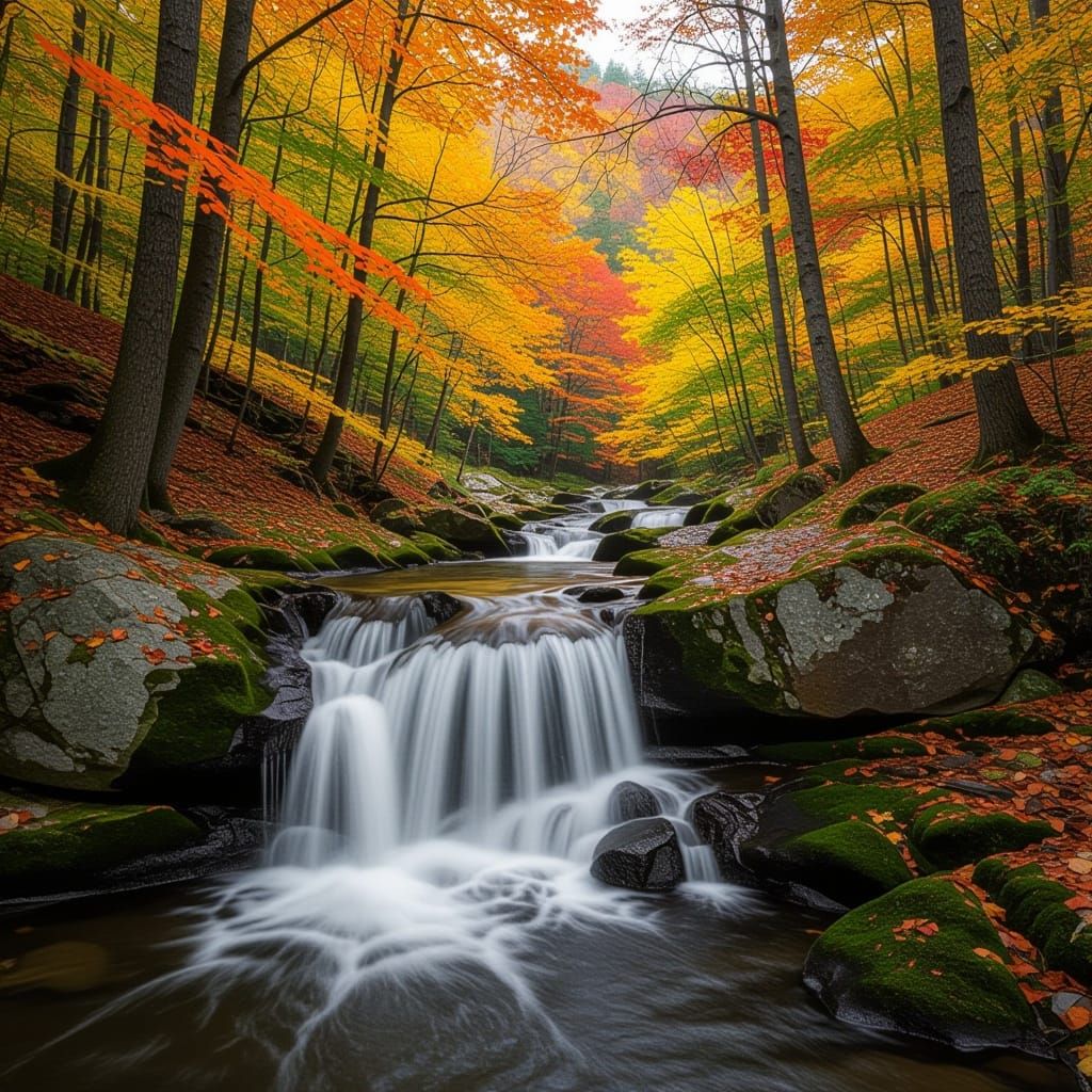 autumn waterfall in the forest 62