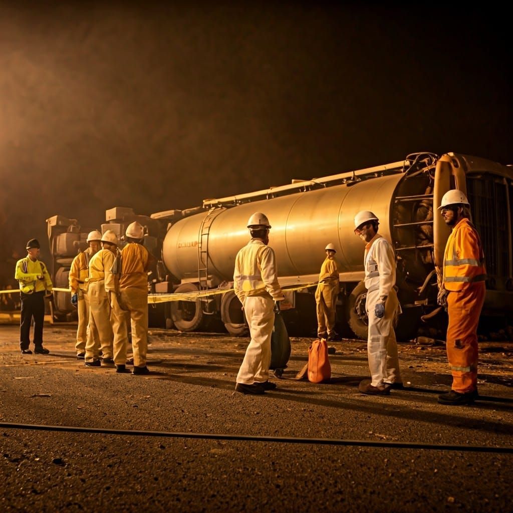 Geologists Respond to Hazardous Spill: Cinematic Scene